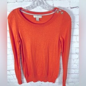 Banana Republic Orange Sweater Nautical Gold Buttons Women’s Size Small